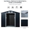 Casuta/magazie/sopron de gradina pentru depozitare unelte, cu structura baza inclusa, otel si PP, gri inchis, 213x130x185 cm