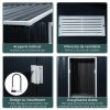 Casuta/magazie/sopron de gradina pentru depozitare unelte, cu structura baza inclusa, otel si PP, gri inchis, 213x130x185 cm