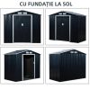 Casuta/magazie/sopron de gradina pentru depozitare unelte, cu structura baza inclusa, otel si PP, gri inchis, 213x130x185 cm