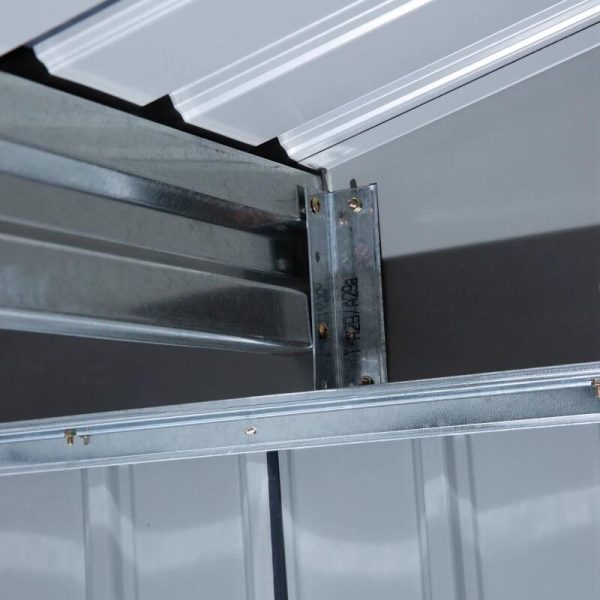 Casuta/magazie/sopron de gradina pentru depozitare unelte, cu structura baza inclusa, otel si PP, gri inchis, 213x130x185 cm