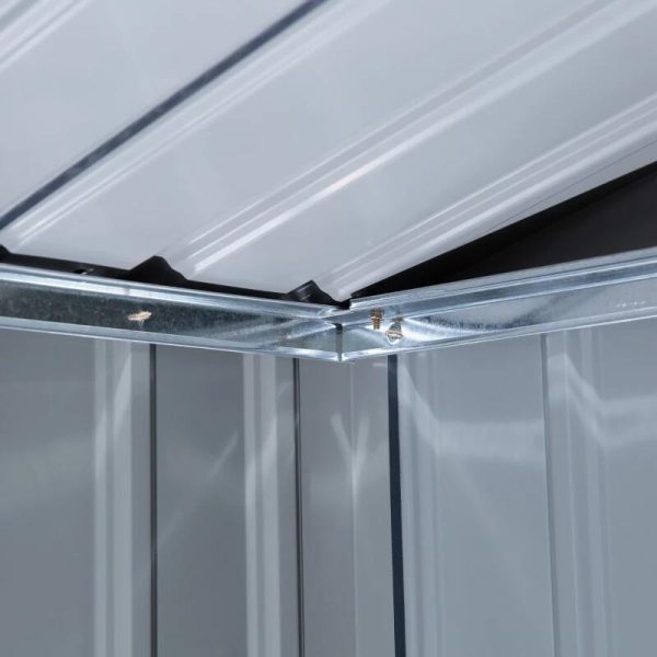 Casuta/magazie/sopron de gradina pentru depozitare unelte, cu structura baza inclusa, otel si PP, gri inchis, 213x130x185 cm