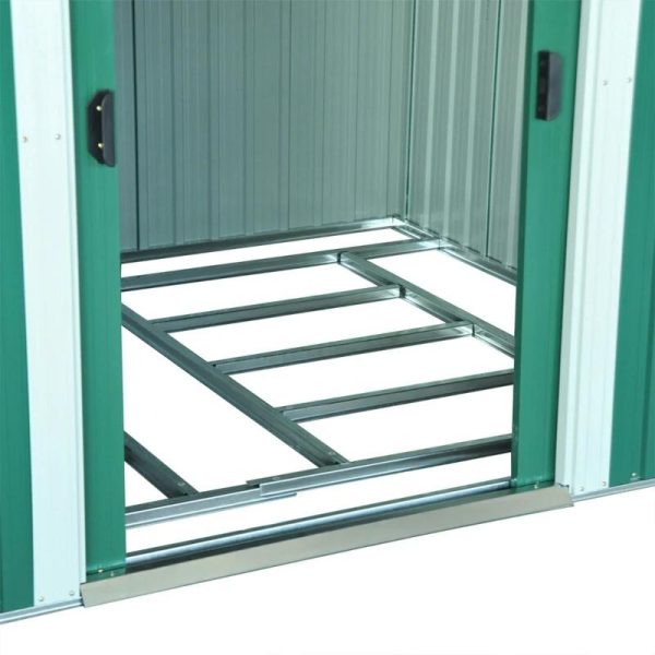 Casuta/magazie/sopron de gradina pentru depozitare unelte, cu structura baza inclusa, otel si PP, verde, 258x206x178 cm