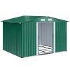 Casuta/magazie/sopron de gradina pentru depozitare unelte, cu structura baza inclusa, otel si PP, verde, 258x206x178 cm