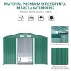 Casuta/magazie/sopron de gradina pentru depozitare unelte, cu structura baza inclusa, otel si PP, verde, 258x206x178 cm