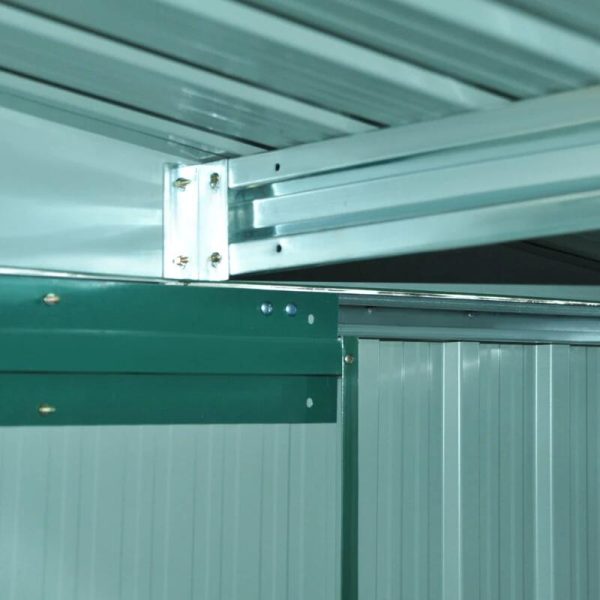 Casuta/magazie/sopron de gradina pentru depozitare unelte, cu structura baza inclusa, otel si PP, verde, 258x206x178 cm