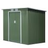 Casuta/magazie/sopron de gradina pentru depozitare unelte, cu structura baza inclusa, otel, verde, 213x130x173 cm