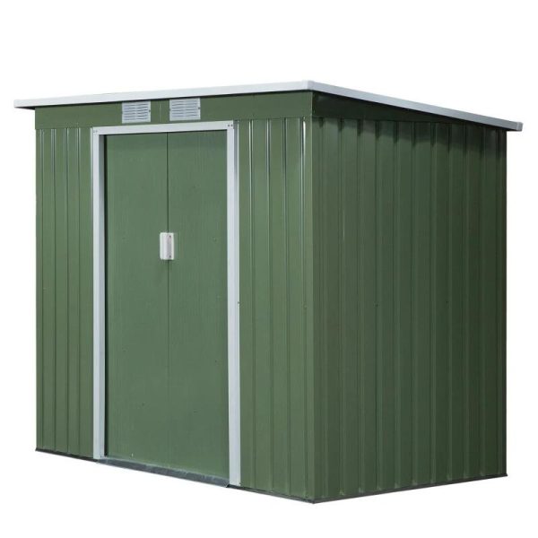 Casuta/magazie/sopron de gradina pentru depozitare unelte, cu structura baza inclusa, otel, verde, 213x130x173 cm