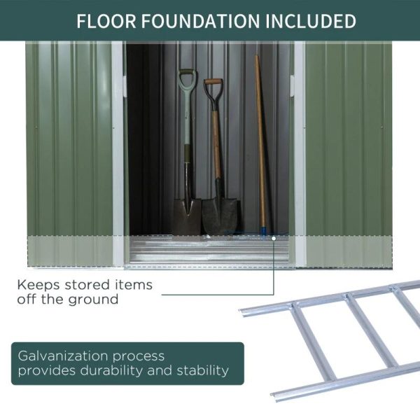Casuta/magazie/sopron de gradina pentru depozitare unelte, cu structura baza inclusa, otel, verde, 213x130x173 cm