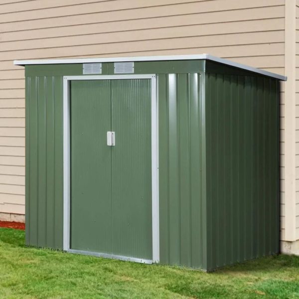 Casuta/magazie/sopron de gradina pentru depozitare unelte, cu structura baza inclusa, otel, verde, 213x130x173 cm