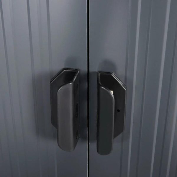 Casuta/magazie/sopron de gradina pentru depozitare unelte, otel si PP, negru, 236x174x190 cm