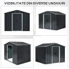 Casuta/magazie/sopron de gradina pentru depozitare unelte, otel si PP, negru, 236x174x190 cm