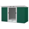 Casuta/magazie/sopron de gradina pentru depozitare unelte, otel, verde, 280x130x172 cm