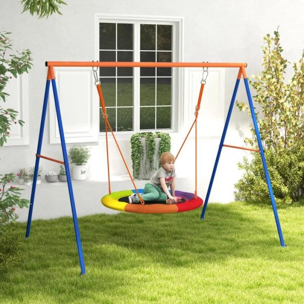 Complex de joaca, leagan tip cuib de barza, material Oxford, multicolor, 196x172x180 cm