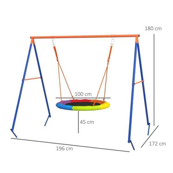 Complex de joaca, leagan tip cuib de barza, material Oxford, multicolor, 196x172x180 cm