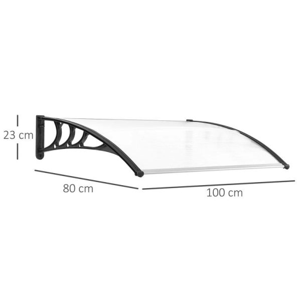 Copertina marchiza, policarbonat si aluminiu, transparent, 120x75x23 cm