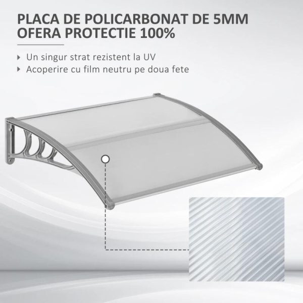 Copertina marchiza, policarbonat, transparent, 100x75x23 cm