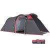 Cort camping, 2 persoane, impermeabil, tip tunel, cu vestibul, geanta, gri, 426x206x154 cm