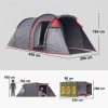 Cort camping, 2 persoane, impermeabil, tip tunel, cu vestibul, geanta, gri, 426x206x154 cm