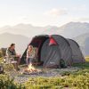 Cort camping, 2 persoane, impermeabil, tip tunel, cu vestibul, geanta, gri, 426x206x154 cm