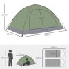 Cort camping, 2 persoane, cu geanta, verde, 206x185x120 cm