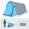 Cort camping, 2 persoane, impermeabil, tip igloo, cu husa, albastru deschis, 220x108x110 cm
