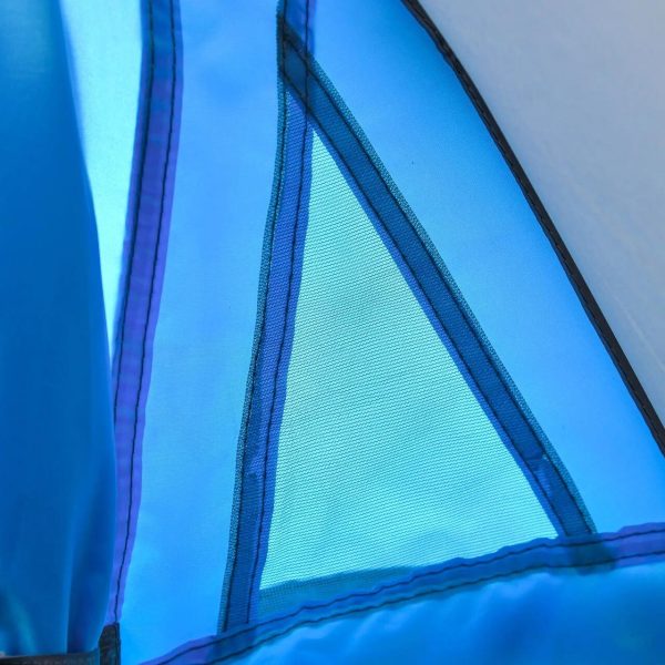 Cort camping, 2 persoane, impermeabil, tip igloo, cu husa, albastru deschis, 220x108x110 cm