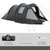 Cort camping, 3-4 persoane, impermeabil, cu vestibul, negru, 475x264x172 cm