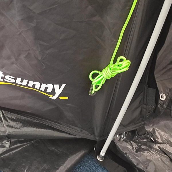 Cort camping, 3-4 persoane, impermeabil, cu vestibul, negru, 475x264x172 cm