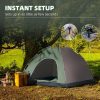 Cort camping, 4 persoane, impermeabil, cu geanta, deschidere automata, verde si maro, 210x210x135 cm