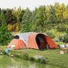 Cort camping, 5-6 persoane, impermeabil, cu copertina, ferestre, geanta, portocaliu, 550x300x198 cm