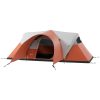 Cort camping, 5-6 persoane, impermeabil, cu copertina, ferestre, geanta, portocaliu, 550x300x198 cm