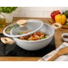 Cratita ceramica cu capac de sticla, manere lemn, 2.8 L, 26 cm, MagicHome Harmony