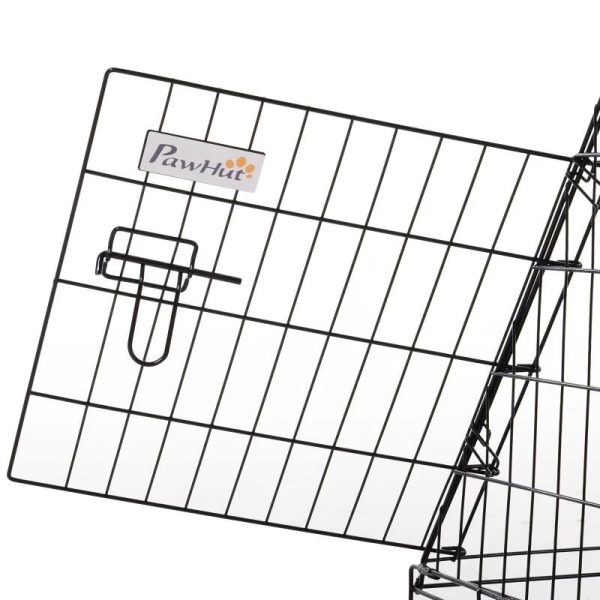 Cusca pentru caine, metal, plastic, cu maner transport, pliabila, negru, 48x76x55 cm