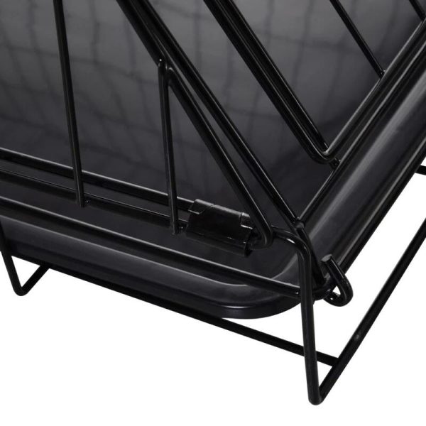 Cusca pentru caine, metal, plastic, cu maner transport, pliabila, negru, 48x76x55 cm
