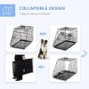 Cusca pentru caine, metal, plastic, cu maner transport, pliabila, negru, 48x76x55 cm