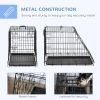 Cusca pentru caine, metal, plastic, cu maner transport, pliabila, negru, 48x76x55 cm