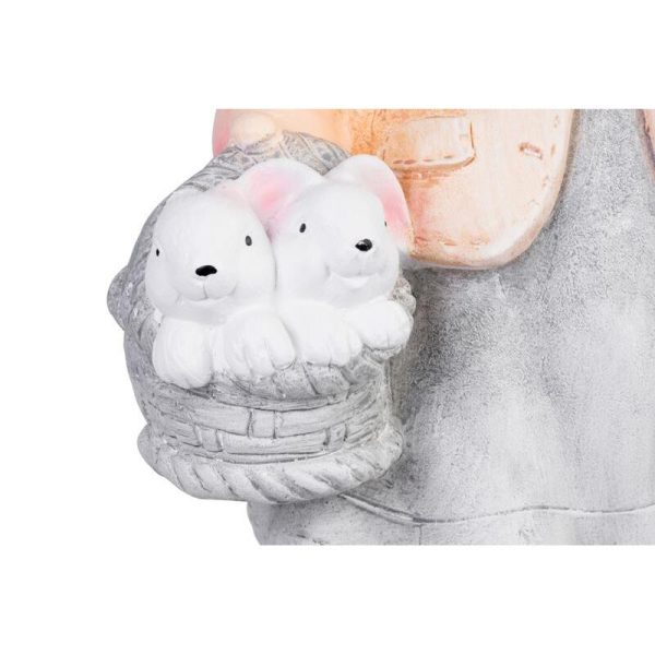 Decoratiune gradina, MagicHome, ceramica, fata cu iepurasi, 25.5x16x50 cm