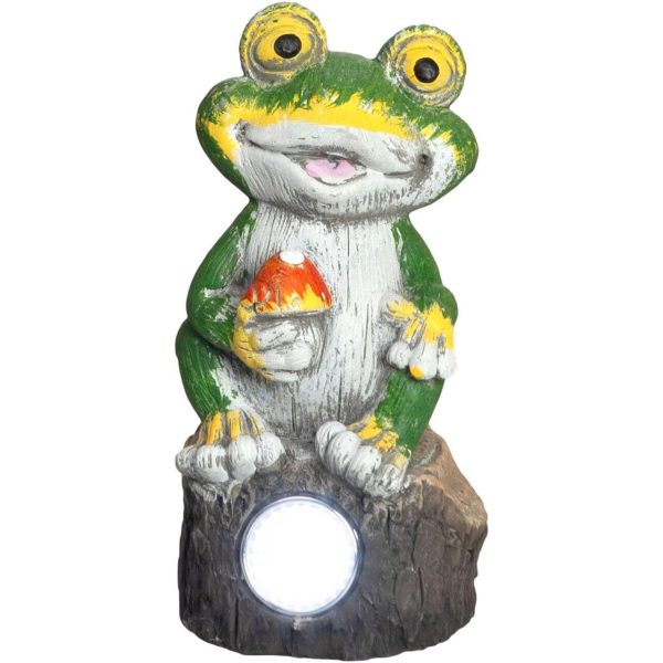 Decoratiune gradina, beton, lampa solara, broasca, 2xLED, 9.5x9x19 cm, Strend Pro