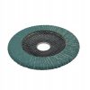 Disc lamelar cu lamele rotunjite peste margine pentru slefuirea sudurilor de colt si a zonelor greu accesibile, 125 mm, granulatie P60, inox, Germaflex