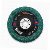 Disc lamelar cu lamele rotunjite peste margine pentru slefuirea sudurilor de colt si a zonelor greu accesibile, 125 mm, granulatie P60, inox, Germaflex