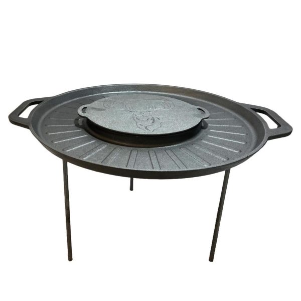 Disc pentru gratar, fonta, tip grill, cu picioare, set 4 piese, 49.5 cm