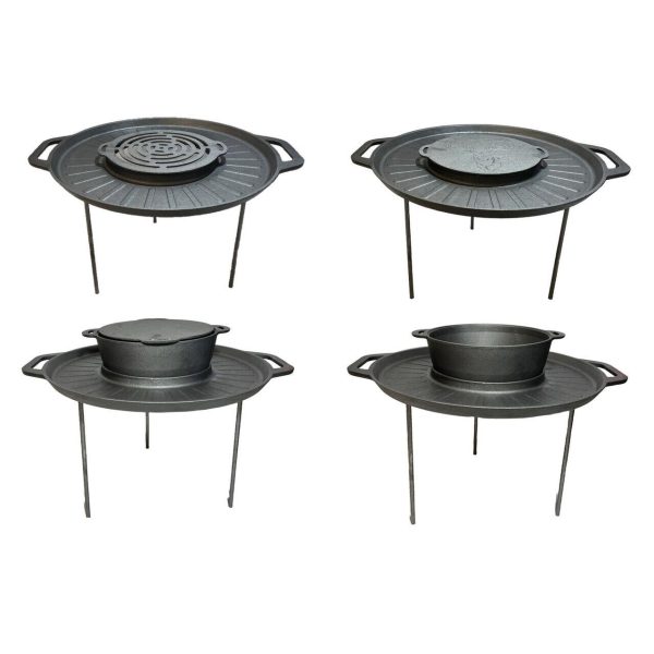 Disc pentru gratar, fonta, tip grill, cu picioare, set 4 piese, 49.5 cm