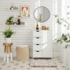 Dulap baie, Artool, MDF, 2 rafturi, 4 sertare, 1 usa, alb, 55x30x82 cm