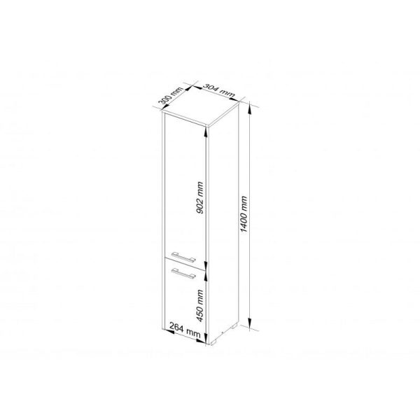 Dulap baie, placa laminata, 5 rafturi, 2 usi, stejar Sonoma, 30x30x140 cm