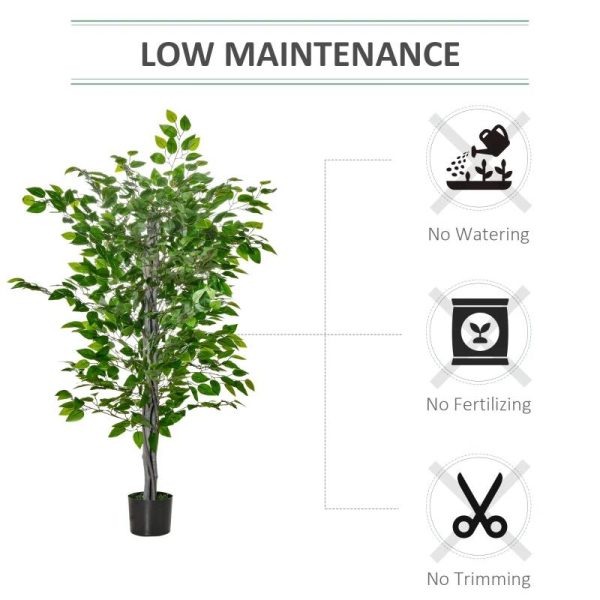Planta artificiala, ficus cu ghiveci, verde, 135 cm
