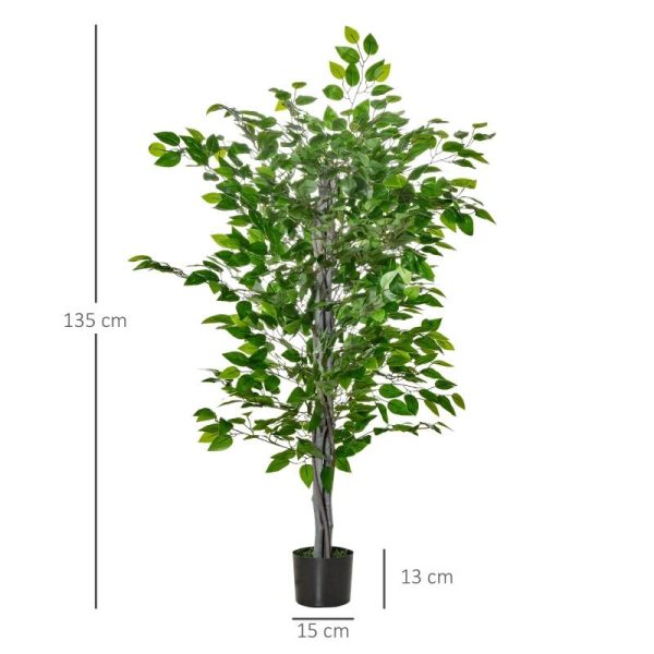 Planta artificiala, ficus cu ghiveci, verde, 135 cm