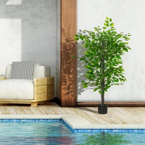 Planta artificiala, ficus cu ghiveci, verde, 135 cm