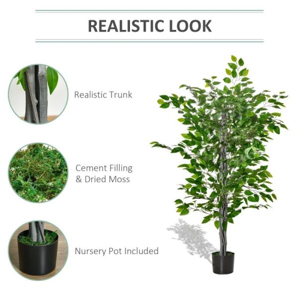 Planta artificiala, ficus cu ghiveci, verde, 135 cm