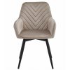 Scaun stil fotoliu bucatarie/living, Artool, Nana, rotativ, catifea bej inchis, picioare metal negru, 56x61x83.5 cm