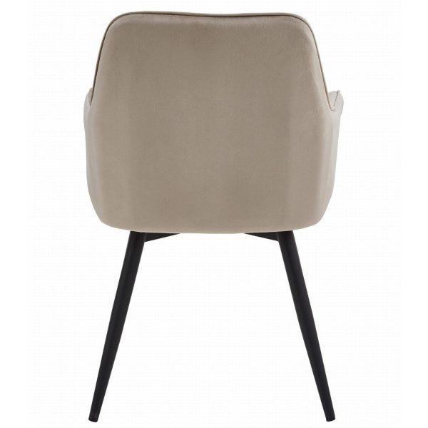 Scaun stil fotoliu bucatarie/living, Artool, Nana, rotativ, catifea bej inchis, picioare metal negru, 56x61x83.5 cm